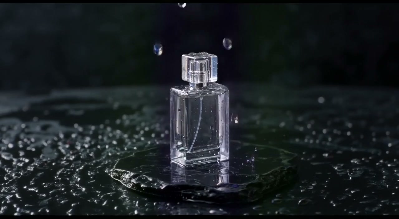 Unretouched unbranded bottle output frame around 0.5 seconds